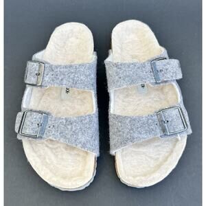 BIRKENSTOCK Arizona Happy Lamb Adjustable Two-strap Wool Design Grey Kids 13 US